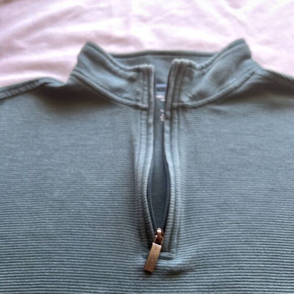 Van Heusen Flex XL Green 1/3 Zip Long Sleeve Ribbed‎ Pullover - Picture 5 of 7